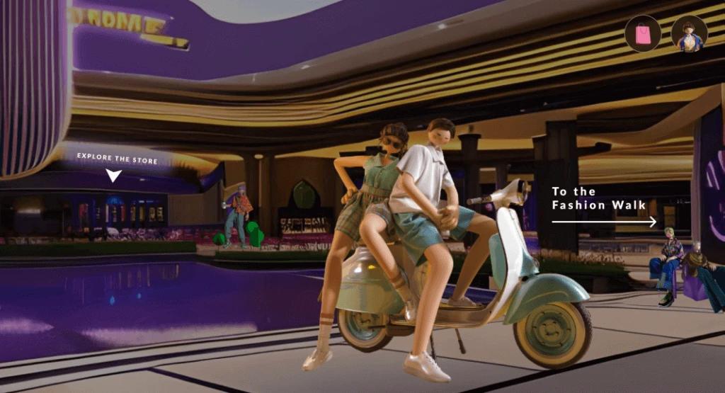 In the main lobby, users can choose between the store or fashion walk