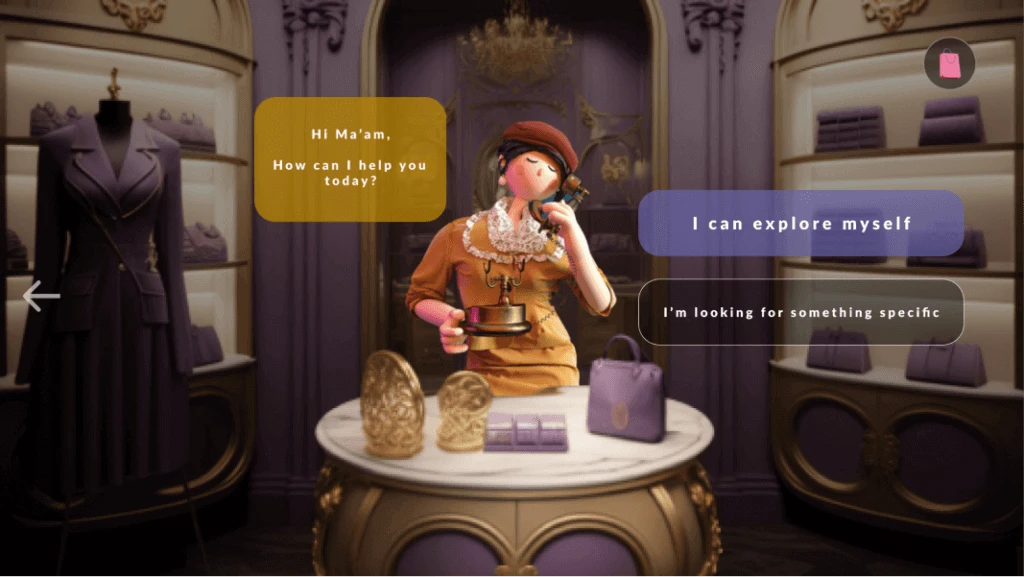 When a user enters the store, the help desk determines the purpose of their visit